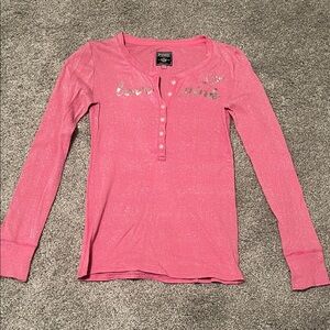 Victoria’s Secret pink glittery button up top